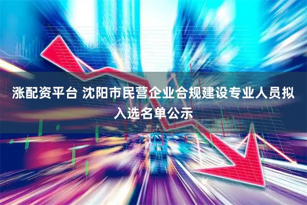 涨配资平台 沈阳市民营企业合规建设专业人员拟入选名单公示