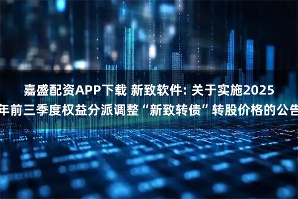 嘉盛配资APP下载 新致软件: 关于实施2025年前三季度权益分派调整“新致转债”转股价格的公告